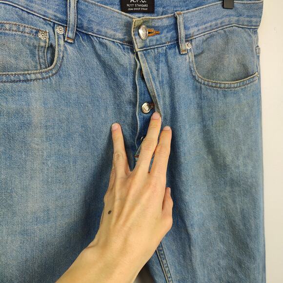 A.P.C. Indigo Petit Standard Jeans Mens 29 Stonewash Slim Straight 100% Cotton - Picture 3 of 9